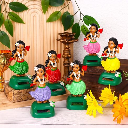 6pcs Hawaii Girl Solar Powered Dancing Toys Solar Girl Hawaiian Bobbleheads for Car Toy Interior Doll Ornament Gift Dashboard Doll Multi-Color for Party Decor Learning Education in Saudi Arabia