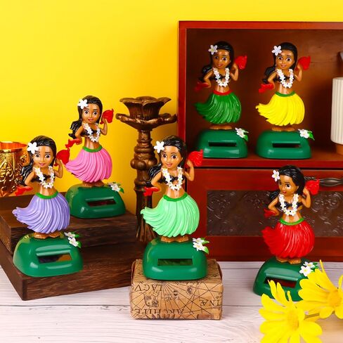 6pcs Hawaii Girl Solar Powered Dancing Toys Solar Girl Hawaiian Bobbleheads for Car Toy Interior Doll Ornament Gift Dashboard Doll Multi-Color for Party Decor Learning Education in Saudi Arabia