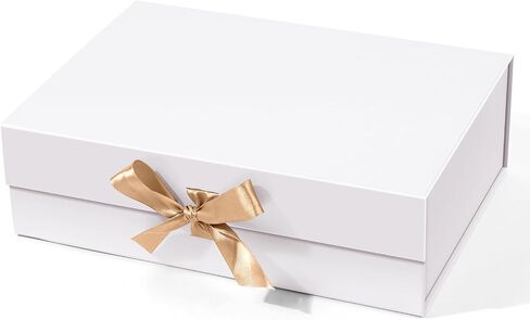 Magnetic Gift Boxes with Lids – 10.24x7.48x3.15 inches, White – Perfect for Party, Holiday, Birthday, and Wedding Gifts – Easy to Assemble with Strong Magnetic Closure and Ribbon Ties in Saudi Arabia