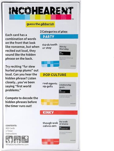 Incohearent Adult Party Game Edition 2 ، لعبة بطاقة الحفلات حيث تتنافس على تخمين The Gibberish ، منذ 17 عامًا in Kuwait