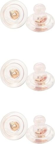 HANGINTHERE Locking Clear Silicone Earring Backs Replacements for Studs Heavy Earring Droopy Ears Ear Lifting,18k Gold/925 Silver/Rose Gold,Size: 0.39 in*0.3 in (12pcs 18k Gold) in Saudi Arabia