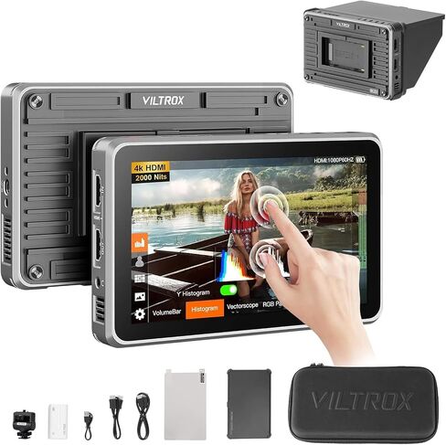 Viltrox DC-X3 6 Inch HDMI & SDI FHD Camera Field Monitor, 2000nit Touch Screen, Sunshade Hood, 3D LUT, Waveform, Vector Scope, 4K30 Video in/Output External Monitor, DC/USB-C/NP-F Battery Power Suppl in Saudi Arabia