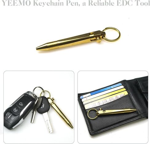 Mini Brass Bolt Action Pen with Keychain, Handmade EDC Pocket Pen, 76 mm with 2 Replacement Refills & Gift Box (Bronze) in Kuwait