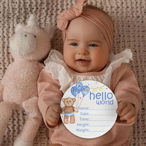 Hello World Newborn Sign Highland Cow Baby Name Birth Announcement Sign for Nursery Hospital Welcome Baby Name Plaque 6 inch Circle Birch Wood Board Birth Stat Sign Newborn Gifts for Mom in Saudi Arabia