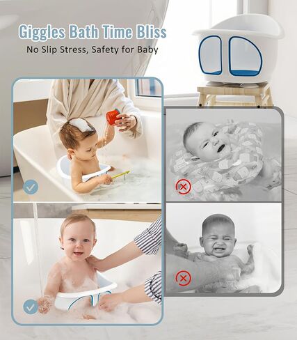 مقعد حمام الطفل مع أكواب الشفط للجلوس للأطفال من 6 إلى 18 شهرًا ، وتصميم حوض الاستحمام ، والأزرق الملكي in Kuwait