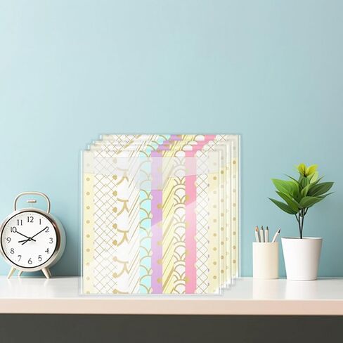 Klmnop 15 Pcs 12 x 12 Scrapbook Paper Storage Organizer, Scrapbook Paper Holder with 10 Sheets Sticky Index Tabs, Clear Top Loading Files with Sealing Design for Scrapbook Paper, Vinyl Paper(Clear) in Saudi Arabia