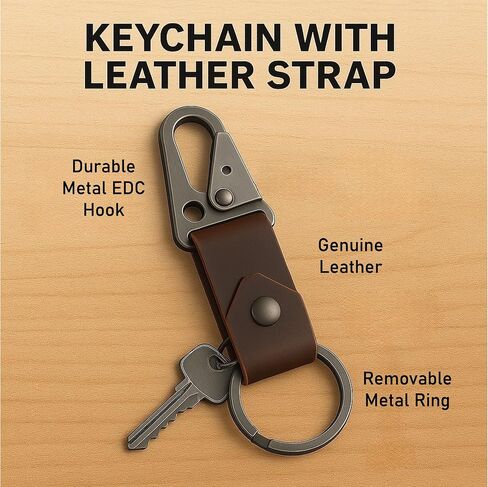 سلسلة مفاتيح جلدية Valet Keychain سلسلة مفاتيح جلدية مع حلقة حزام، سلسلة مفاتيح جلدية تكتيكية HK EDC بمشبك Fob، سلسلة مفاتيح جلدية، حامل مفاتيح جلدي، حافظة مفاتيح للرجال والنساء in Kuwait