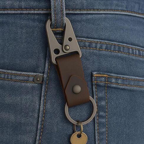 سلسلة مفاتيح جلدية Valet Keychain سلسلة مفاتيح جلدية مع حلقة حزام، سلسلة مفاتيح جلدية تكتيكية HK EDC بمشبك Fob، سلسلة مفاتيح جلدية، حامل مفاتيح جلدي، حافظة مفاتيح للرجال والنساء in Kuwait