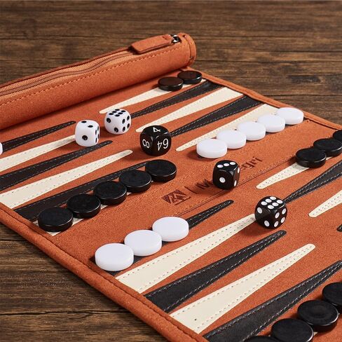 Backgammon Game Set - Roll up Board Games- Portable Travel Backgammon for Companion. Multiple Colors in Saudi Arabia