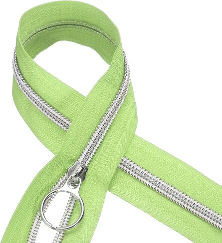 uxcell #5 10 Yards Nylon Coil Zippers, Bulk Coil Zipper by The Yards with 20pcs Silver Zippers Sliders for DIY Tailor Sewing Craft Bag Clothes, Grass Green in Saudi Arabia