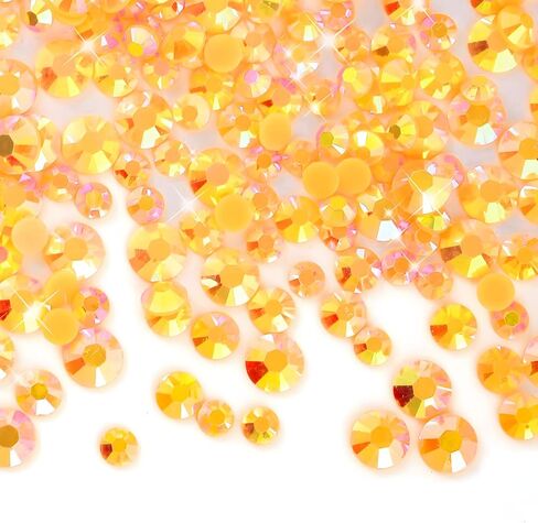 25000 Pcs Orange AB Rhinestones Flatback Bulk, SS16/4mm Non-Hotfix Crystal Round Jelly Rhinestones for Crafts Makeup Nails Face Tumblers Clothes Shoes Handmade Decoration in Kuwait