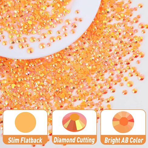 25000 Pcs Orange AB Rhinestones Flatback Bulk, SS16/4mm Non-Hotfix Crystal Round Jelly Rhinestones for Crafts Makeup Nails Face Tumblers Clothes Shoes Handmade Decoration in Kuwait