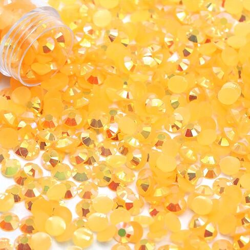 25000 Pcs Orange AB Rhinestones Flatback Bulk, SS16/4mm Non-Hotfix Crystal Round Jelly Rhinestones for Crafts Makeup Nails Face Tumblers Clothes Shoes Handmade Decoration in Kuwait