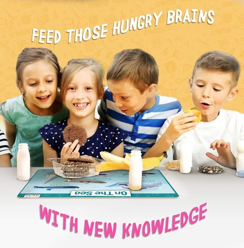 Merka Kids placemat لتناول الطعام ، 4 pack pack silicone colicat for kiddlers ، حصيرة قابلة لإعادة الاستخدام ، قابلة للغسل مع عودة غير قابلة للانزلاق لتعلم الحروف والأرقام والأشكال والألوان و 17 × 11 في in Saudi Arabia