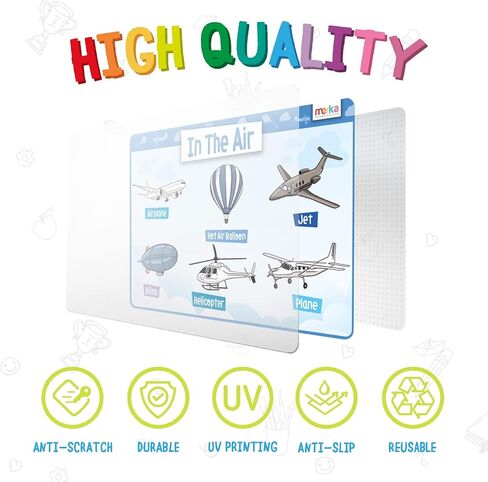Merka Kids placemat لتناول الطعام ، 4 pack pack silicone colicat for kiddlers ، حصيرة قابلة لإعادة الاستخدام ، قابلة للغسل مع عودة غير قابلة للانزلاق لتعلم الحروف والأرقام والأشكال والألوان و 17 × 11 في in Saudi Arabia