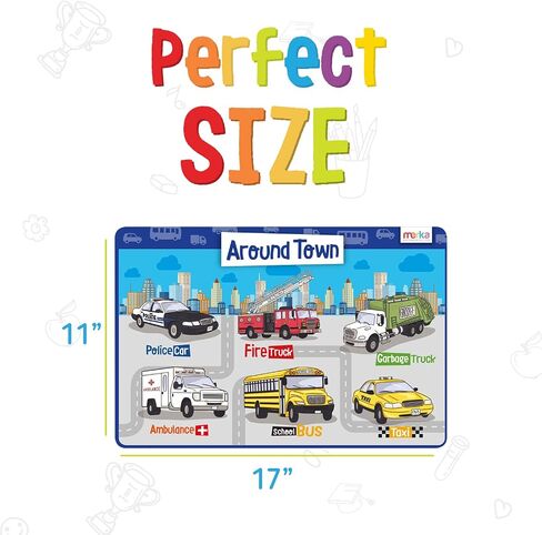 Merka Kids placemat لتناول الطعام ، 4 pack pack silicone colicat for kiddlers ، حصيرة قابلة لإعادة الاستخدام ، قابلة للغسل مع عودة غير قابلة للانزلاق لتعلم الحروف والأرقام والأشكال والألوان و 17 × 11 في in Saudi Arabia