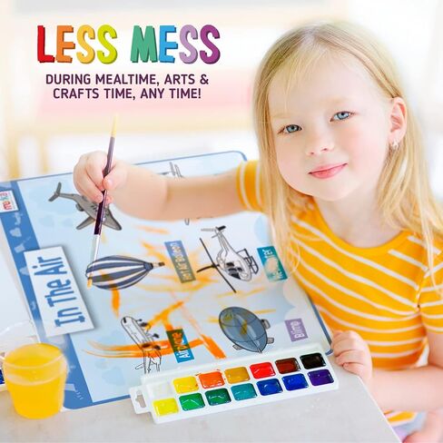 Merka Kids placemat لتناول الطعام ، 4 pack pack silicone colicat for kiddlers ، حصيرة قابلة لإعادة الاستخدام ، قابلة للغسل مع عودة غير قابلة للانزلاق لتعلم الحروف والأرقام والأشكال والألوان و 17 × 11 في in Saudi Arabia