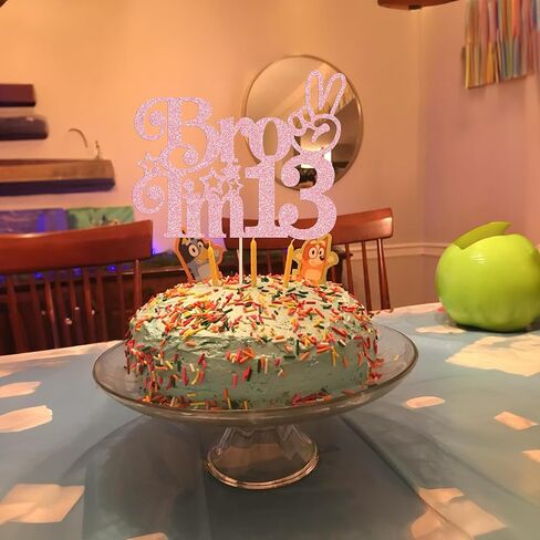 Ephlyn 1Pcs Happy 13th Birthday Cake Topper, Officially Teenager 13 Cake Decor, Bro I'm 13 Cake Decoration, Teens Funny 13th Birthday Party Decorations Supplies Pink in Kuwait