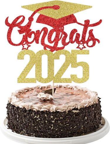 Congrats 2025 Cake Topper, Congrats Grad, Senior High School College Graduation Party Decorations Supplies, Graduation Celebration Party (Dark blue red) in Saudi Arabia
