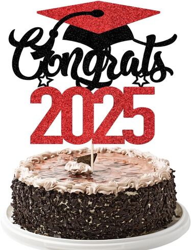 Congrats 2025 Cake Topper, Congrats Grad, Senior High School College Graduation Party Decorations Supplies, Graduation Celebration Party (Dark blue red) in Saudi Arabia