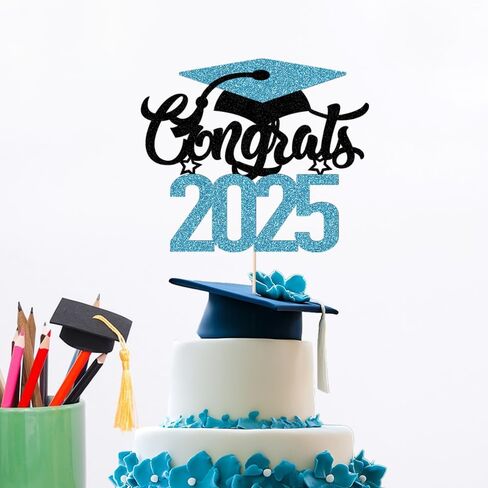 تهانينا 2025 كعكة توبر ، تهانينا غراد ، لوازم زخارف حفل التخرج في كلية الثانوية العليا ، حفلة الاحتفال بالتخرج (الأحمر الأزرق الداكن) in Saudi Arabia