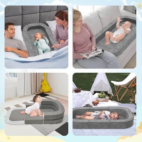 2 in 1 Portable Toddler Travel Bed and Sofa for Children 1 – 6yr Old, Toddler Floor Bed for Baby, Size L in Saudi Arabia