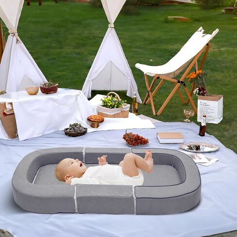 2 in 1 Portable Toddler Travel Bed and Sofa for Children 1 – 6yr Old, Toddler Floor Bed for Baby, Size L in Saudi Arabia