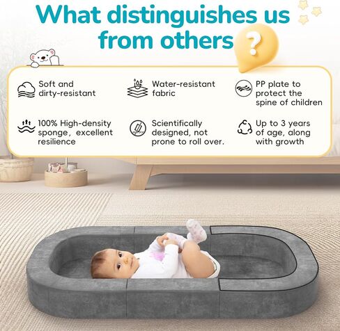 2 in 1 Portable Toddler Travel Bed and Sofa for Children 1 – 6yr Old, Toddler Floor Bed for Baby, Size L in Saudi Arabia