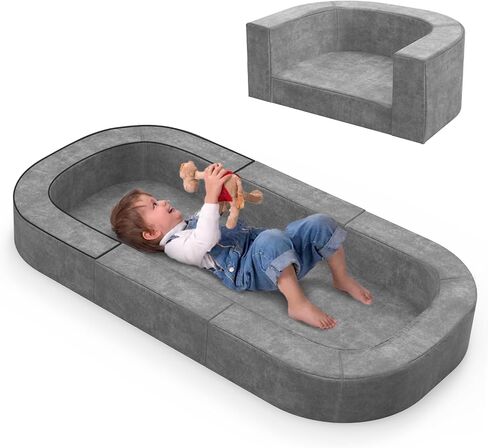 2 in 1 Portable Toddler Travel Bed and Sofa for Children 1 – 6yr Old, Toddler Floor Bed for Baby, Size L in Saudi Arabia