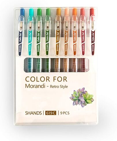 9 Colors Journal Planner Pens, Ball Point Pen, 0.5mm Gel Pen, No Bleed, for Drawing and Writing-Morandi Retro Style in Saudi Arabia