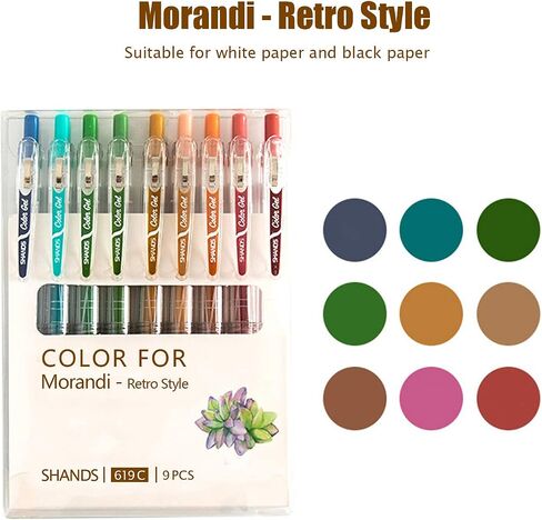 9 Colors Journal Planner Pens, Ball Point Pen, 0.5mm Gel Pen, No Bleed, for Drawing and Writing-Morandi Retro Style in Saudi Arabia