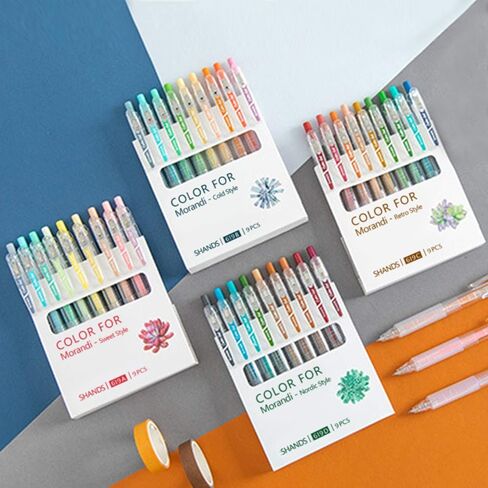 9 Colors Journal Planner Pens, Ball Point Pen, 0.5mm Gel Pen, No Bleed, for Drawing and Writing-Morandi Retro Style in Saudi Arabia