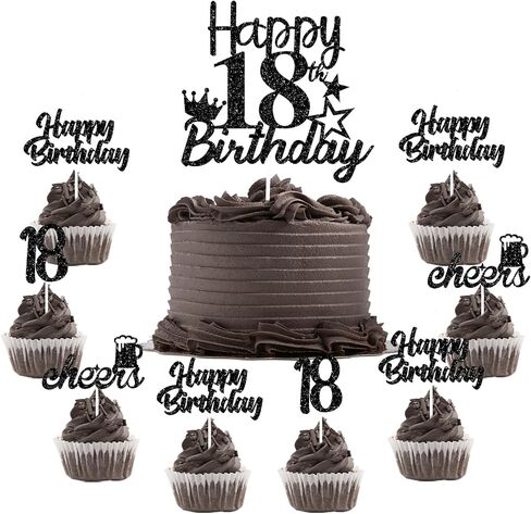18th Birthday Cake Topper Teal Blue 18 Pack, Happy 18th Birthday Cake Picks Sticks, Cheer to 18 Cupcake Toppers for Girl, Eighteen Years Old Birthday Party Decorations Supplies in Saudi Arabia