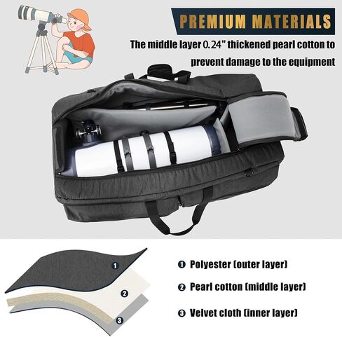 40" Telescope Case Bag, Padded Telescope Carrying Case, Telescope Travel Bag with Pockets & Buckled Straps to Easily Secure Optical Tube & Tripod in Kuwait
