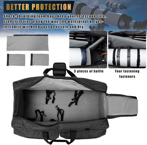 40" Telescope Case Bag, Padded Telescope Carrying Case, Telescope Travel Bag with Pockets & Buckled Straps to Easily Secure Optical Tube & Tripod in Kuwait