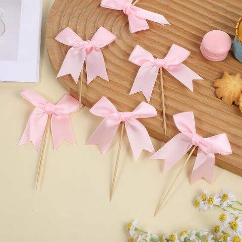12 Pcs Pink Bow Cupcake Toppers, Pink Cake Topper, Pink Bow Cake Topper, Bowknot Party Supplies for Birthday, Bow Princess Cake Topper for Girl Birthday Wedding Party Supplies in Saudi Arabia