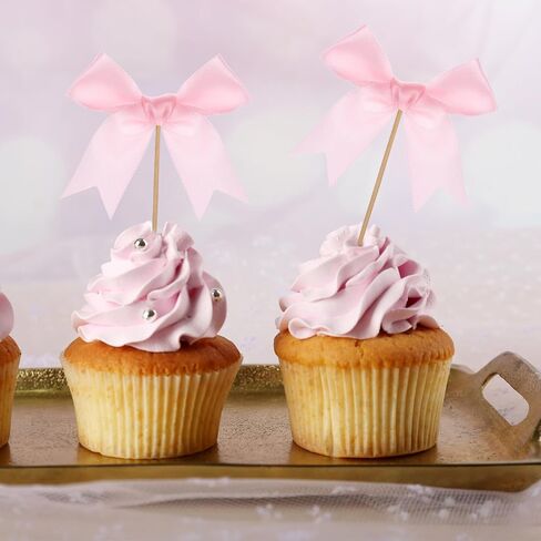 12 Pcs Pink Bow Cupcake Toppers, Pink Cake Topper, Pink Bow Cake Topper, Bowknot Party Supplies for Birthday, Bow Princess Cake Topper for Girl Birthday Wedding Party Supplies in Saudi Arabia