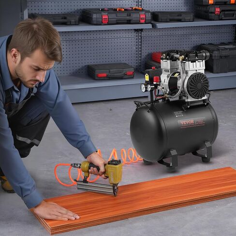 Vevor 6.3 Gallon Air Compressor ، 2 HP 3.35 CFM@ 90PSI OIL OIL ضاغط الهواء الخالي من الخزان والخزائن MAX. ضغط 116PSI ، ضاغط هادئ 70 ديسيبل لإصلاح السيارات ، تضخم الإطارات ، الرسم الرش ، تسمير الأعمال الخشبية in Saudi Arabia