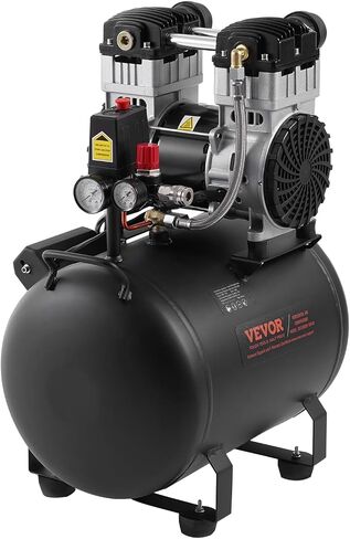 Vevor 6.3 Gallon Air Compressor ، 2 HP 3.35 CFM@ 90PSI OIL OIL ضاغط الهواء الخالي من الخزان والخزائن MAX. ضغط 116PSI ، ضاغط هادئ 70 ديسيبل لإصلاح السيارات ، تضخم الإطارات ، الرسم الرش ، تسمير الأعمال الخشبية in Saudi Arabia