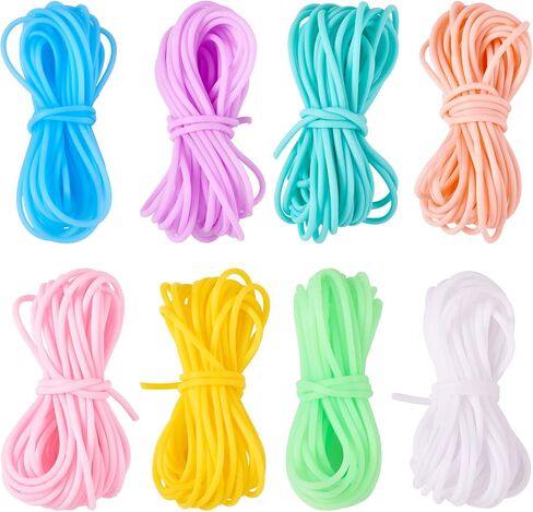 Pandahall 43.8 Yards Hollow Pipe Rubber Cords 4mm Candy Colors Knitting Barber Cords Stitch Savers Knitting Cords Hollow Rubber Tubing Silicone Pipes for Knitting Craft in Saudi Arabia