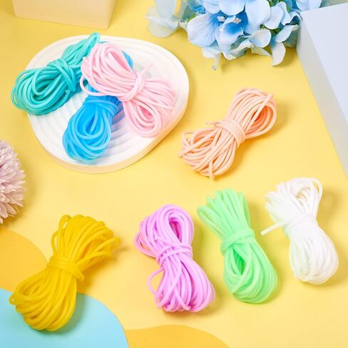 Pandahall 43.8 Yards Hollow Pipe Rubber Cords 4mm Candy Colors Knitting Barber Cords Stitch Savers Knitting Cords Hollow Rubber Tubing Silicone Pipes for Knitting Craft in Saudi Arabia