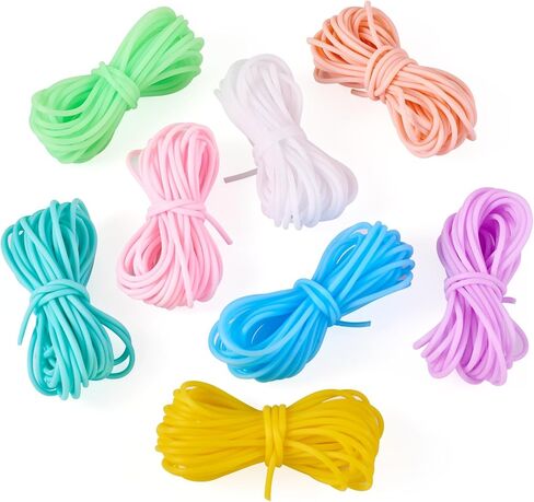 Pandahall 43.8 Yards Hollow Pipe Rubber Cords 4mm Candy Colors Knitting Barber Cords Stitch Savers Knitting Cords Hollow Rubber Tubing Silicone Pipes for Knitting Craft in Saudi Arabia