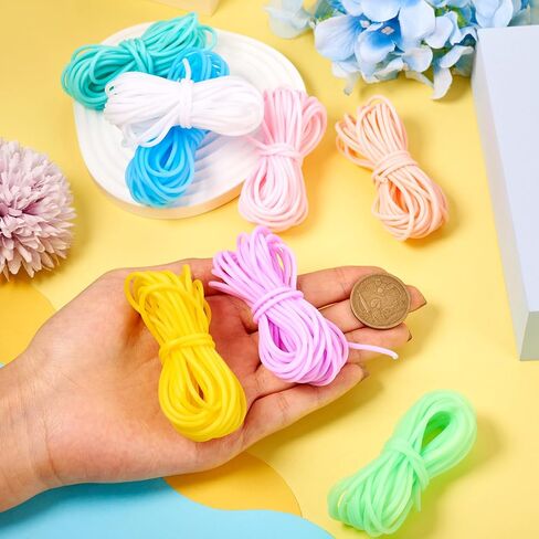 Pandahall 43.8 Yards Hollow Pipe Rubber Cords 4mm Candy Colors Knitting Barber Cords Stitch Savers Knitting Cords Hollow Rubber Tubing Silicone Pipes for Knitting Craft in Saudi Arabia