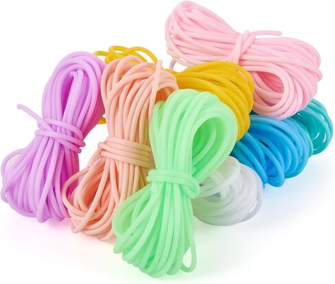 Pandahall 43.8 Yards Hollow Pipe Rubber Cords 4mm Candy Colors Knitting Barber Cords Stitch Savers Knitting Cords Hollow Rubber Tubing Silicone Pipes for Knitting Craft in Saudi Arabia