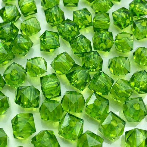 400pcs 8mm Acrylic Cube Faceted Beads Colorful Square Plastic Spacer Beads Loose Beads for DIY Craft Making Necklace Bracelet Earring Wind Chimes(Green) in Saudi Arabia