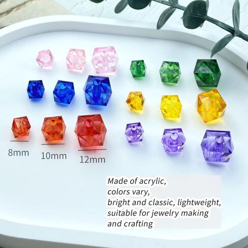 400pcs 8mm Acrylic Cube Faceted Beads Colorful Square Plastic Spacer Beads Loose Beads for DIY Craft Making Necklace Bracelet Earring Wind Chimes(Green) in Saudi Arabia
