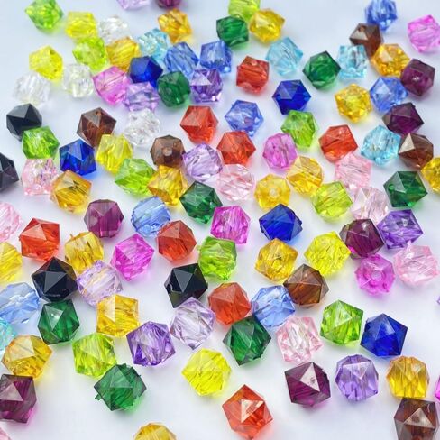 400pcs 8mm Acrylic Cube Faceted Beads Colorful Square Plastic Spacer Beads Loose Beads for DIY Craft Making Necklace Bracelet Earring Wind Chimes(Green) in Saudi Arabia