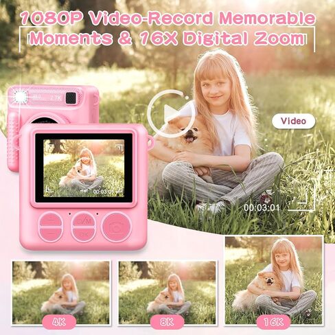 Camera for Kids Instant Print,Portable Camera with 32G Card & 1080p Video,Instant Print Camera with Color Pens for DIY,Over 3 Years Old for Boys Girls Birthday Gifts Halloween Christmas(Purple) in Kuwait