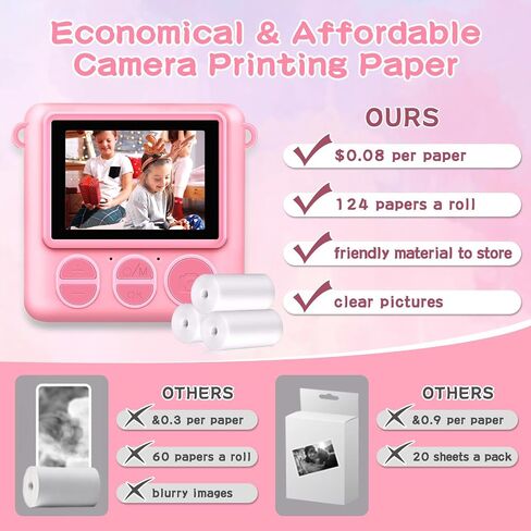 Camera for Kids Instant Print,Portable Camera with 32G Card & 1080p Video,Instant Print Camera with Color Pens for DIY,Over 3 Years Old for Boys Girls Birthday Gifts Halloween Christmas(Purple) in Kuwait