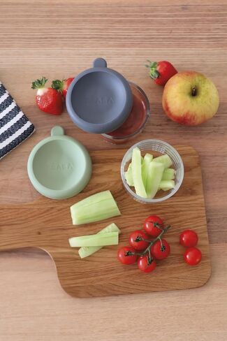 Beaba 5 oz Glass Baby Food Jars with Soft Silicone Air Tight Lids, Glass Storage Containers with Lids, Microwave and Freezer Safe Containers, Sage Green in Saudi Arabia